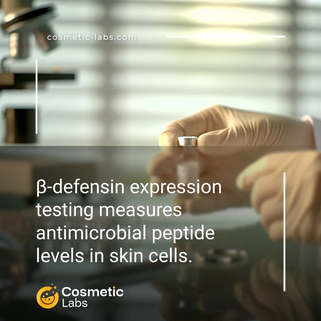 Illustration of β-defensin expression services. β-defensin expression testing measures antimicrobial peptide levels in skin cells.