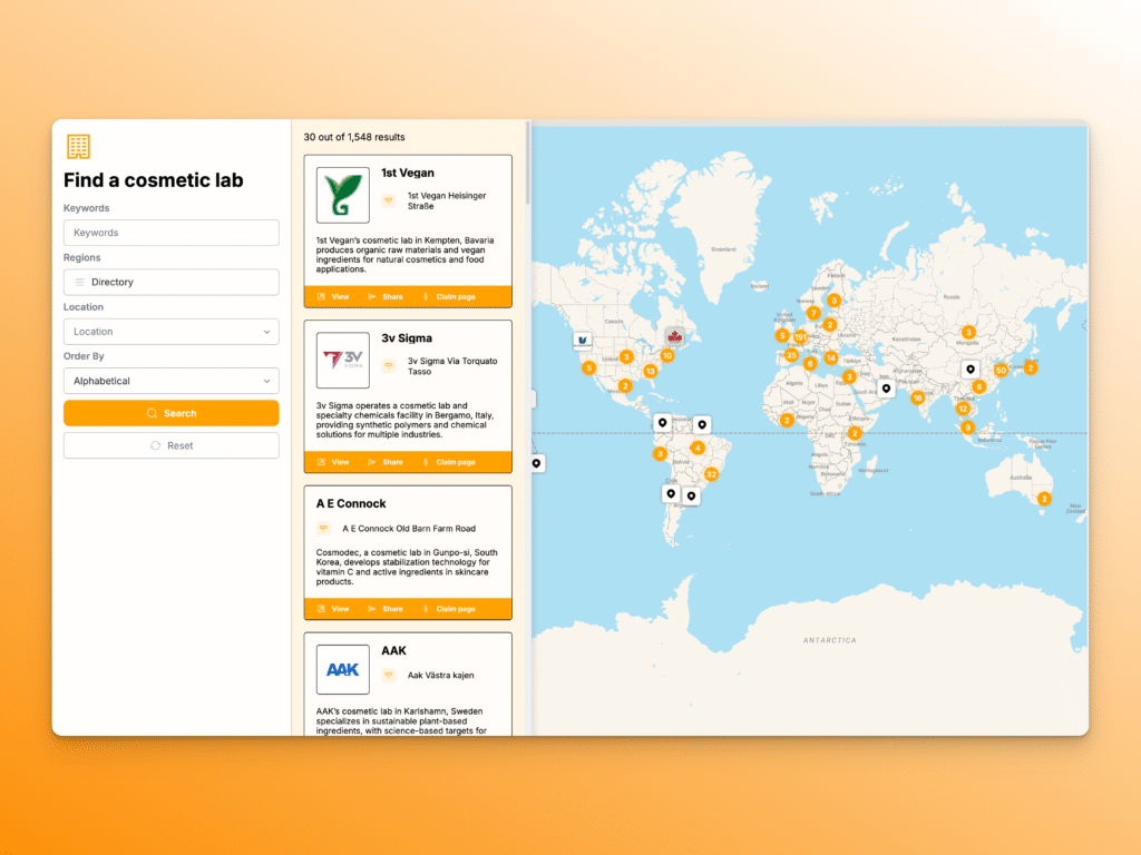 Complete directory of cosmetic labs