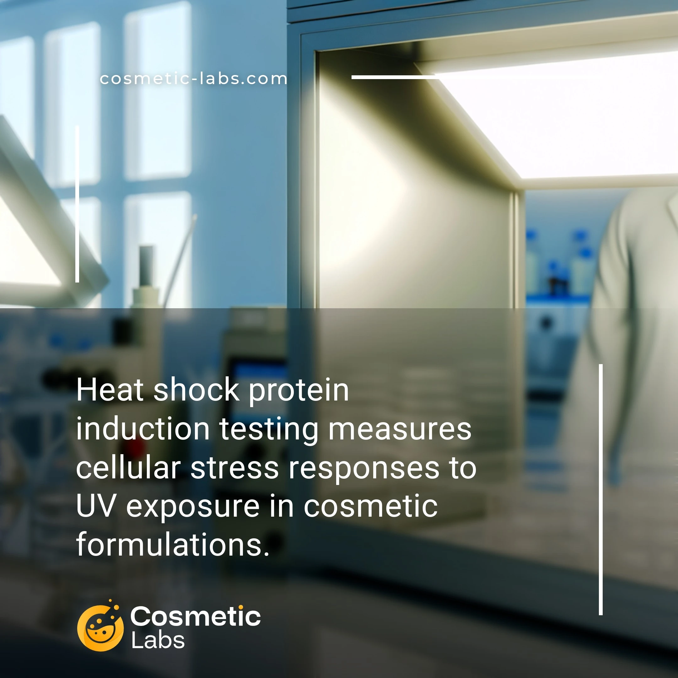 Illustration of Heat shock proteins induction services. Heat shock protein induction testing measures cellular stress responses to UV exposure in cosmetic formulations.