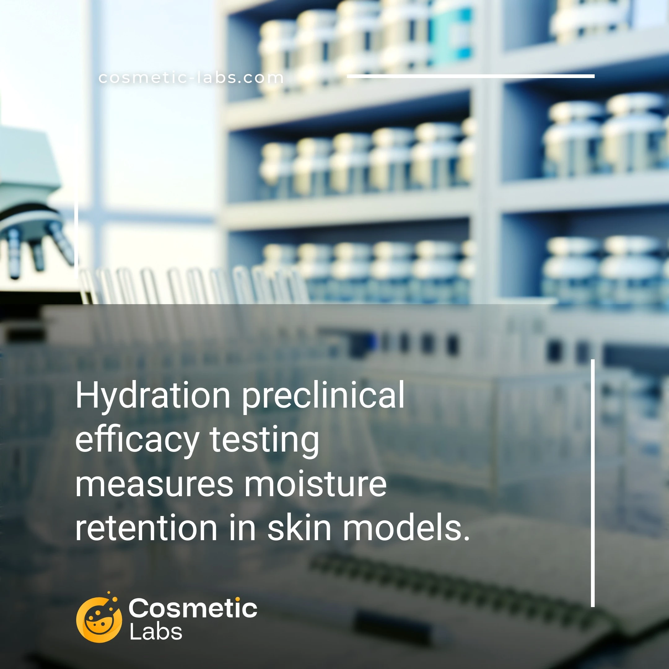 Illustration of Hydration efficacy testing services. Hydration preclinical efficacy testing measures moisture retention in skin models.