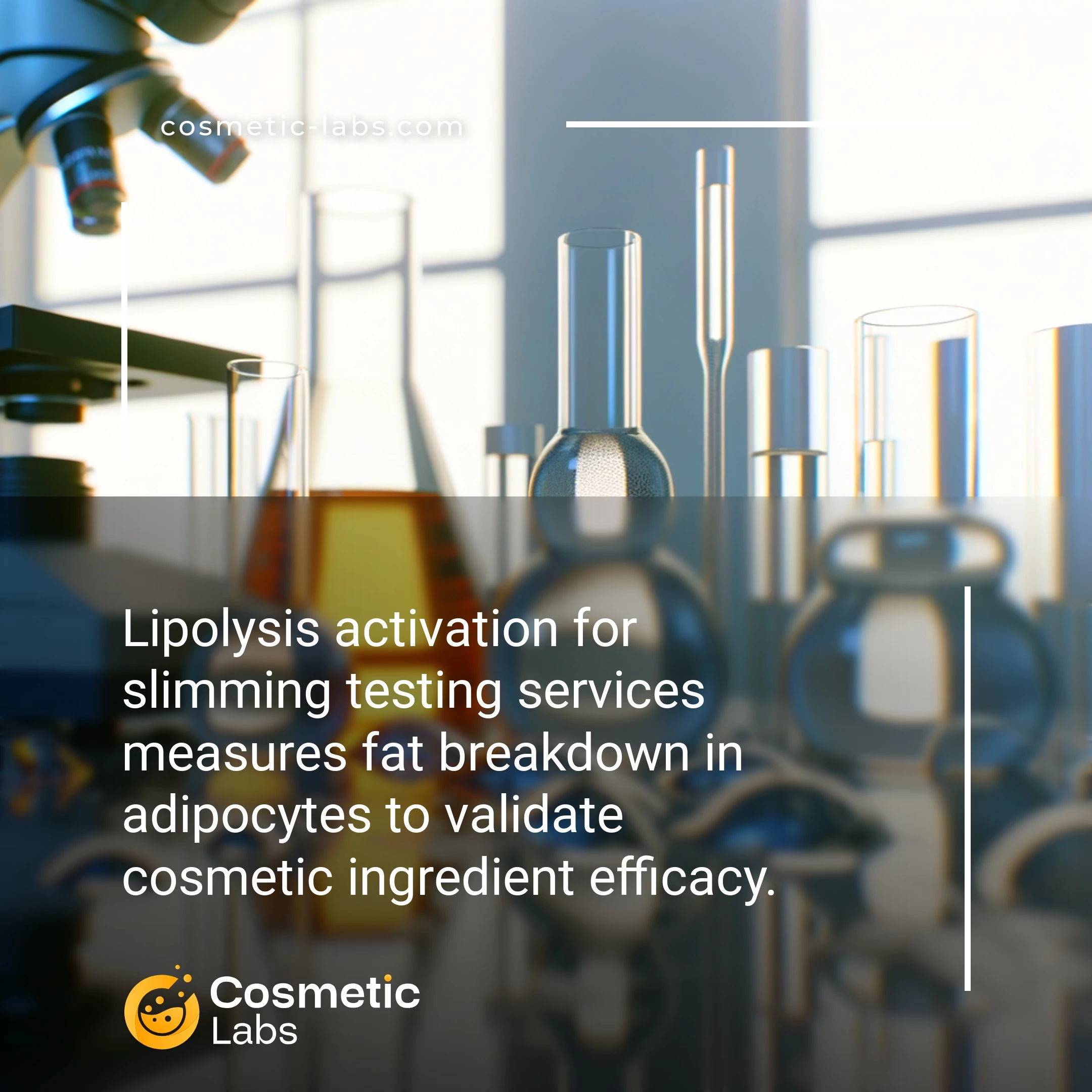 Illustration of Lipolysis activation services. Lipolysis activation for slimming testing services measures fat breakdown in adipocytes to validate cosmetic ingredient efficacy.