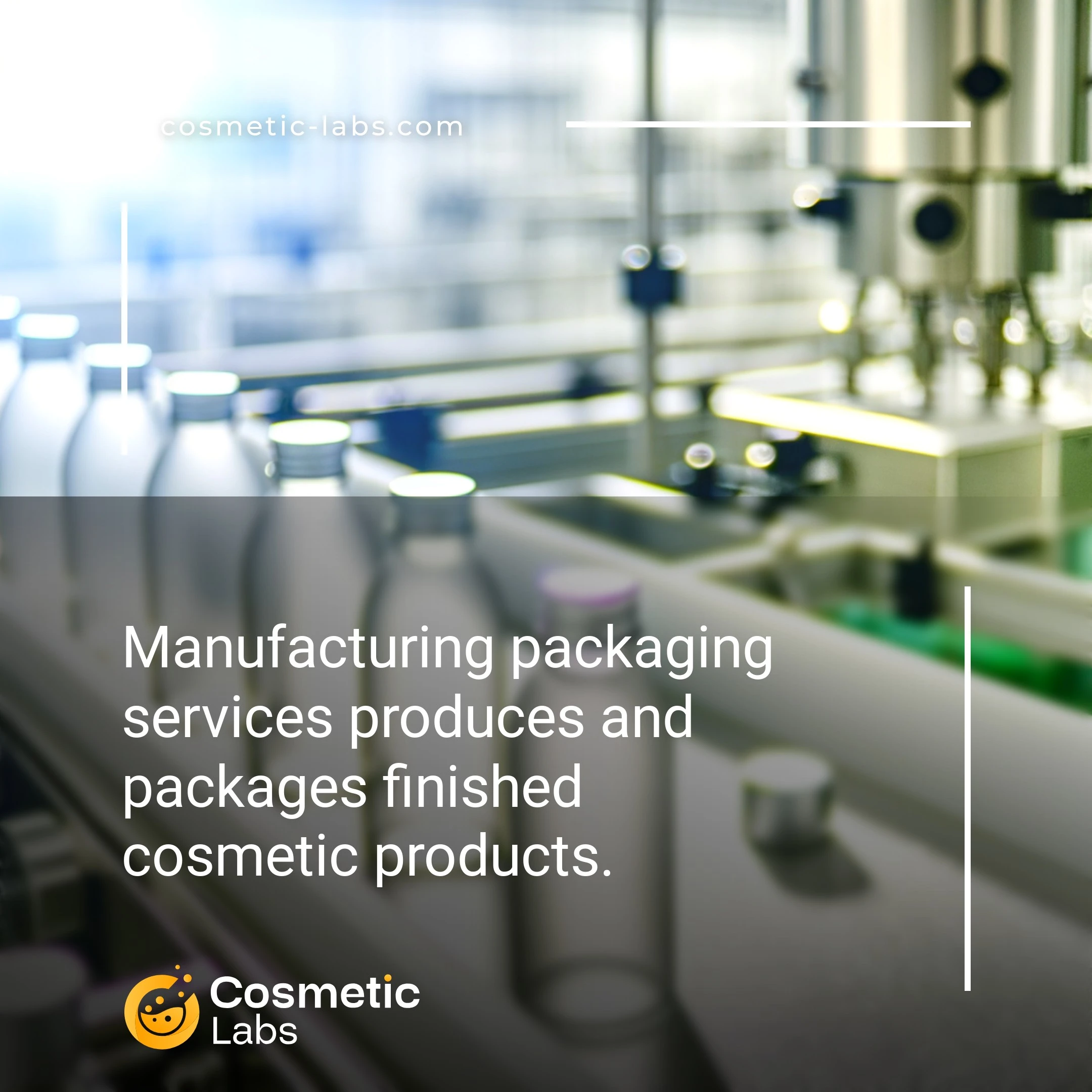 Illustration of Packaging services. Packaging services produces and packages finished cosmetic products.