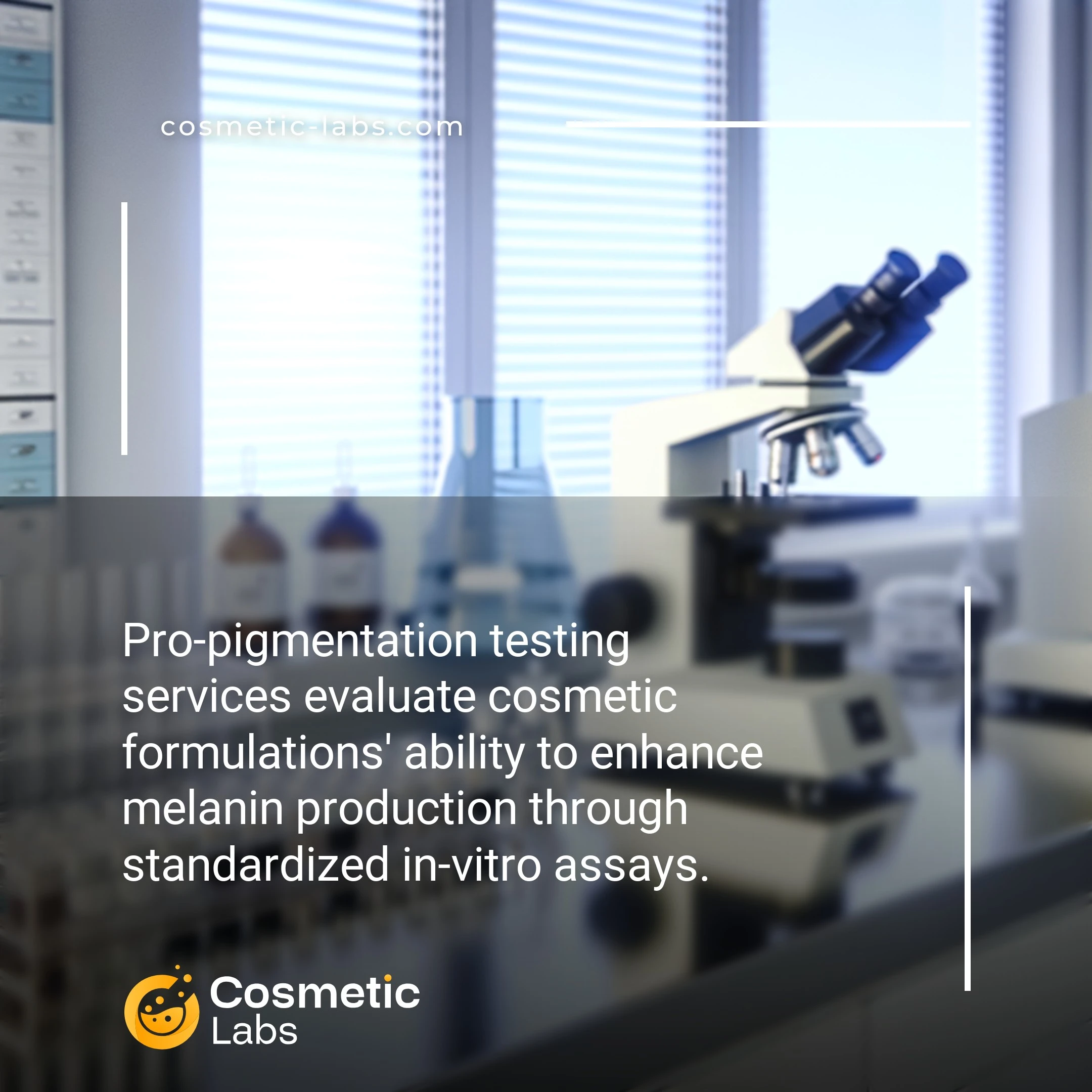 Illustration of Pro-pigmentation testing services. Pro-pigmentation testing services evaluate cosmetic formulations' ability to enhance melanin production through standardized in-vitro assays.