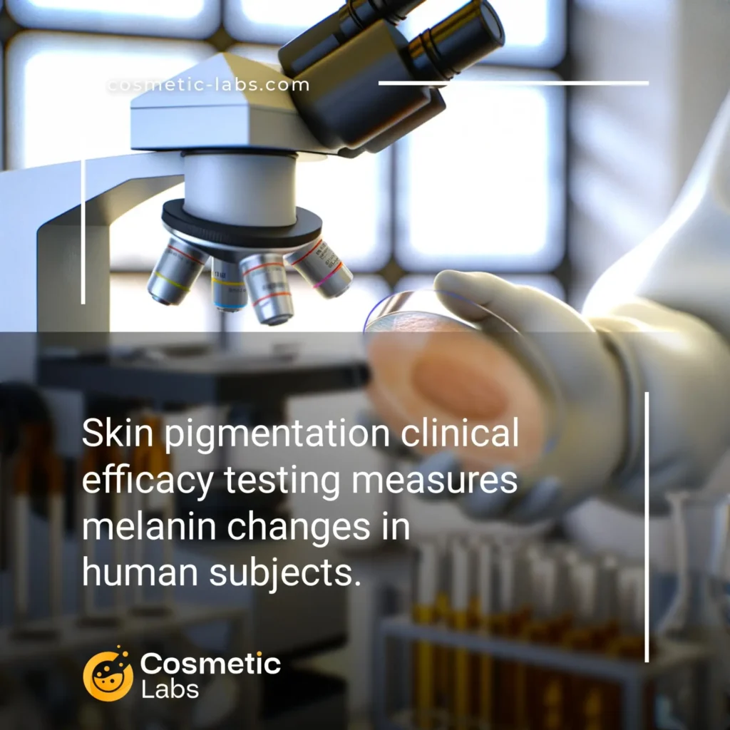 Illustration of Skin pigmentation efficacy testing services. Skin pigmentation clinical efficacy testing measures melanin changes in human subjects.