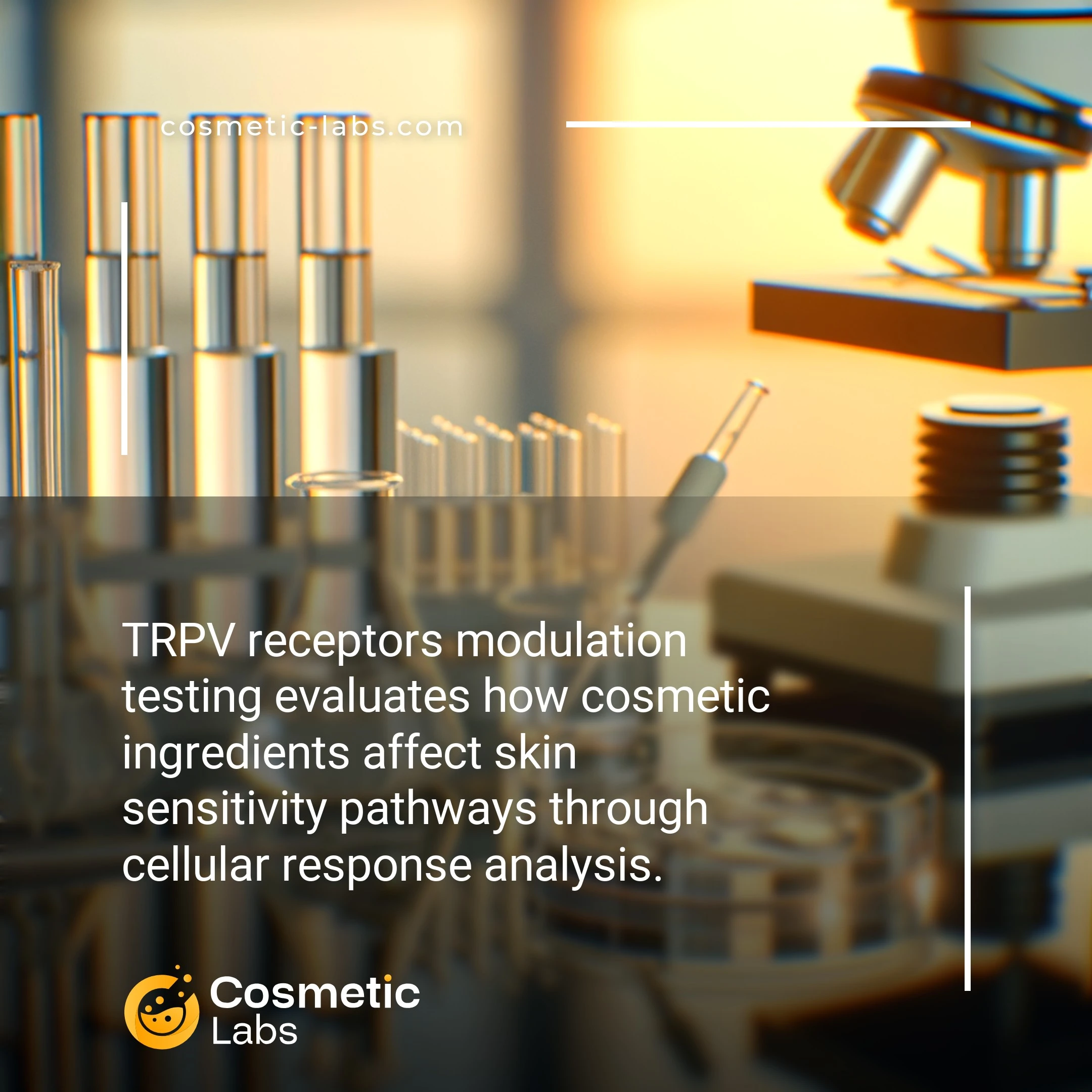 Illustration of TRPV receptors modulation services. TRPV receptors modulation testing evaluates how cosmetic ingredients affect skin sensitivity pathways through cellular response analysis.