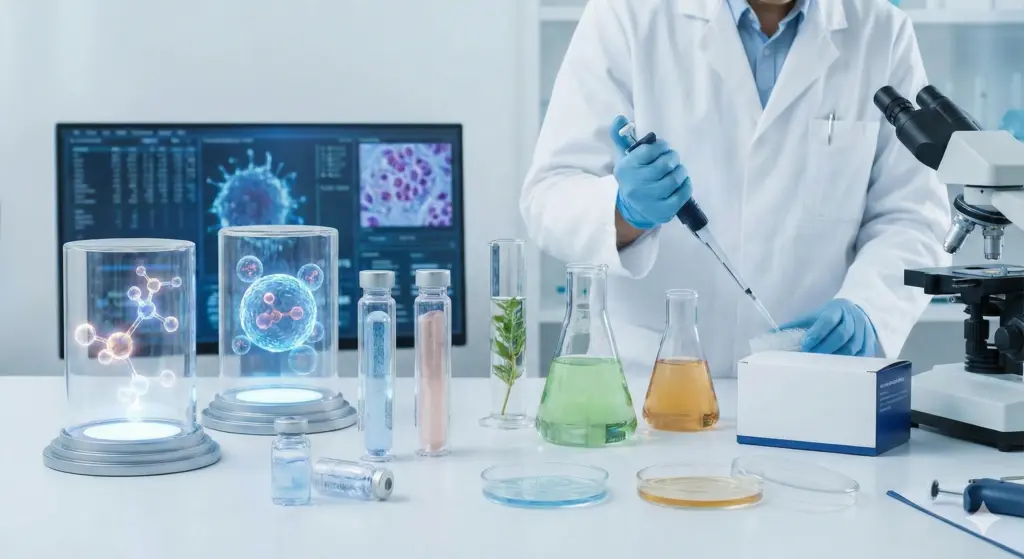 Cosmetic ingredient laboratory illustration